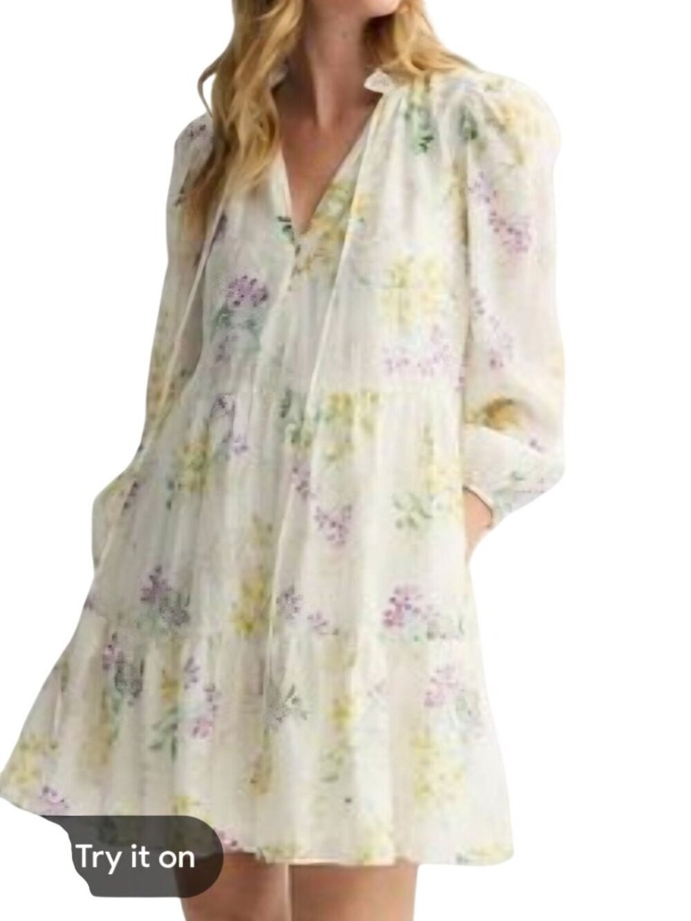 Taylor NWT Modest Floral Tiered A Line Dress Fairycore Botanical Pockets Size 8